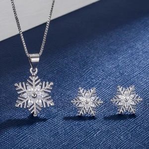 🐘 S925 Sterling Silver Snowflake Diamond Set